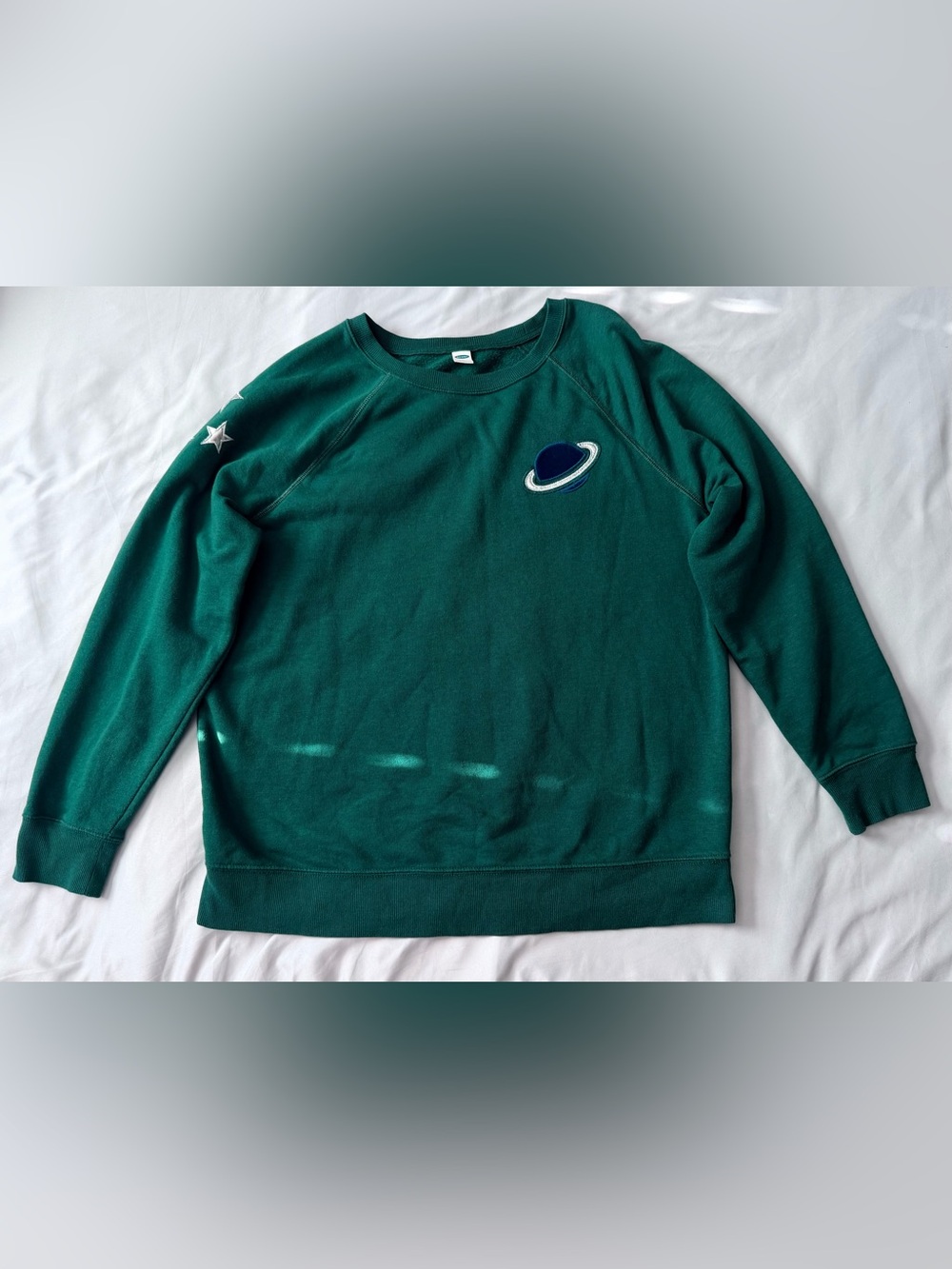 Old Navy Celestial Planet Star Sweatshirt Deep Teal Green Large - Picture 2 of 7